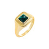 Malachite / 3 Square Colored Stone Ridged Signet Pinky Ring - Adina Eden's Jewels