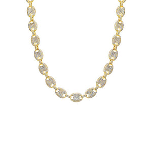 Gold Fancy Pave Mariner Link Necklace - Adina Eden's Jewels