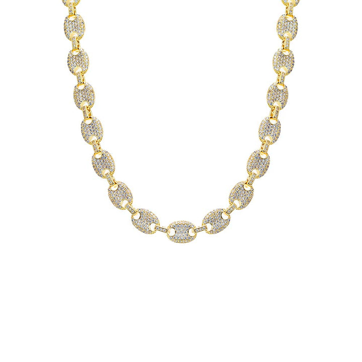 Gold Fancy Pave Mariner Link Necklace - Adina Eden's Jewels