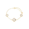 Mother of Pearl Triple Graduated Pave Outline Colored Stone Clover Bracelet - Adina Eden's Jewels