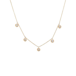 14K Gold Diamond Dangling Bezel Necklace 14K - Adina Eden's Jewels