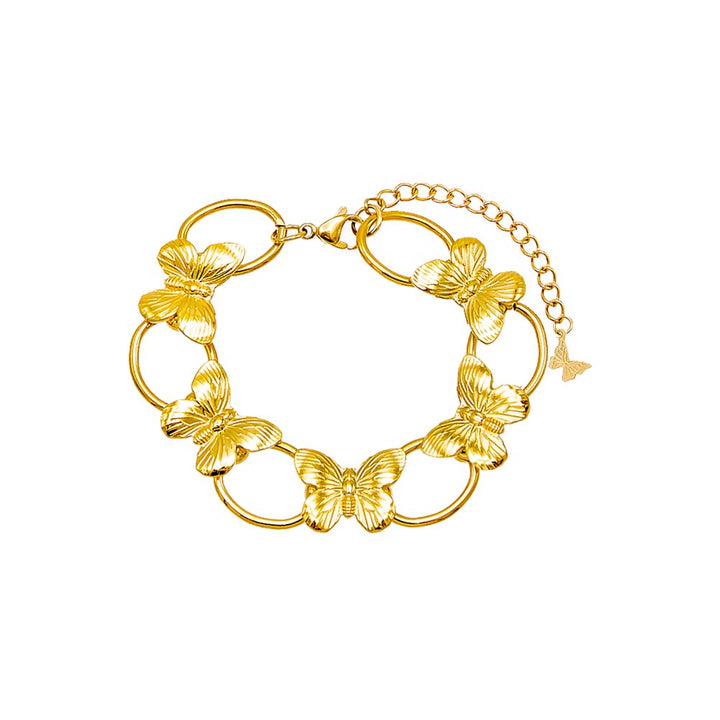 Gold Chunky Solid Butterfly Link Bracelet - Adina Eden's Jewels