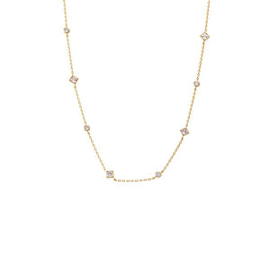 Gold CZ Bezel Multi Shape Necklace - Adina Eden's Jewels