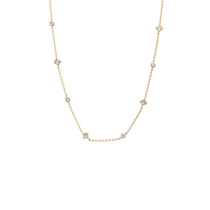 Gold CZ Bezel Multi Shape Necklace - Adina Eden's Jewels