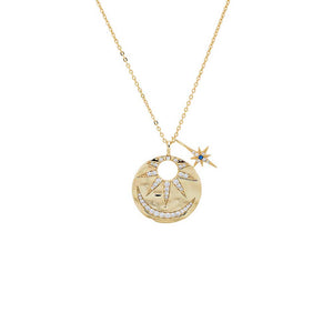  Pavé Sun & Moon Disc Necklace - Adina Eden's Jewels