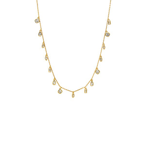 Gold Multi CZ Shape Bezel Shaker Necklace - Adina Eden's Jewels