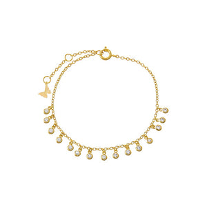 Gold CZ Multi Bezel Dangling Charm Bracelet - Adina Eden's Jewels