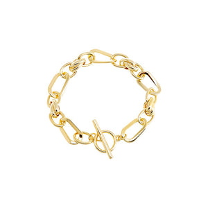  And Lovely 14K Gold Plated Bold Chain Link Bracelet - Oval Link  Stretch Bracelet for Women (Gold): Clothing, Shoes & Jewelry