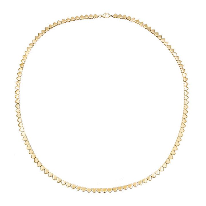 14K Gold Solid Hearts Tennis Necklace 14K - Adina Eden's Jewels