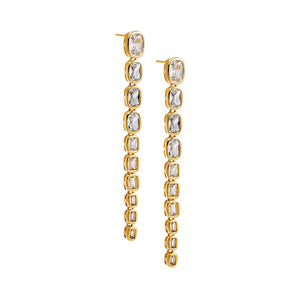 Colored Bezel Baguette Graduated Drop Stud Earring