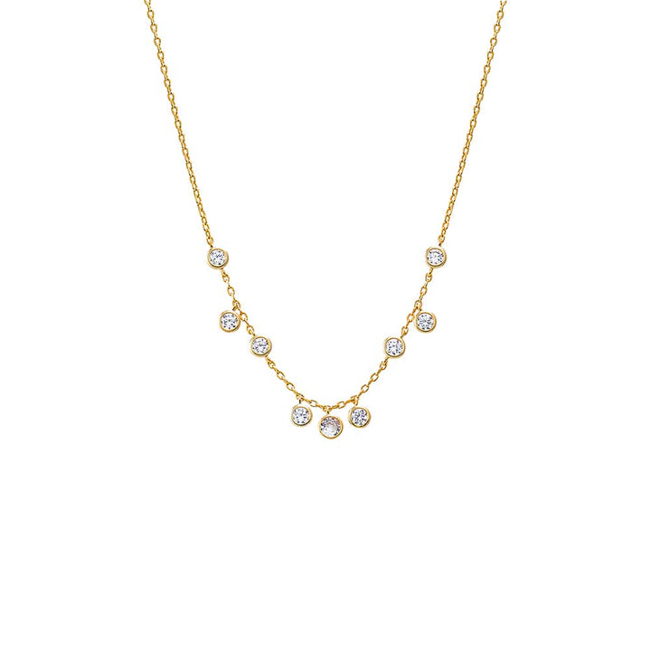 Gold Scattered CZ Bezel Shaker Necklace - Adina Eden's Jewels