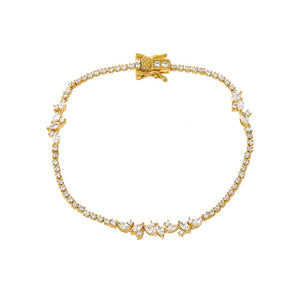 Gold CZ Multi Shape Accented Tennis Bracelet - Adina Eden's Jewels