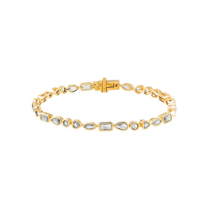 Gold Colored Multi Shape Bezel Tennis Bracelet - Adina Eden's Jewels