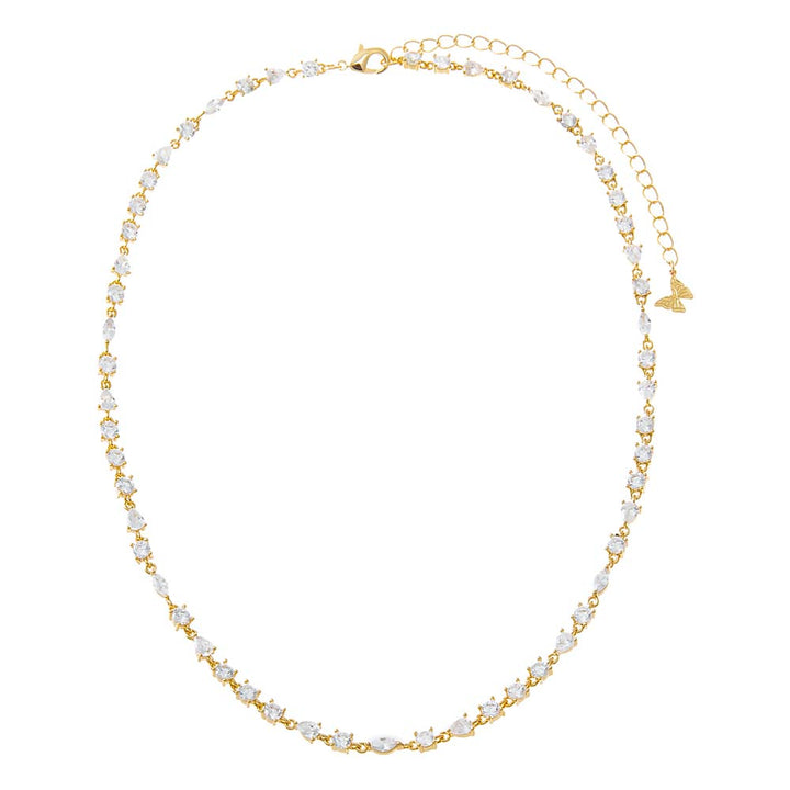  CZ Three Prong Chain Tennis Necklace - Adina Eden's Jewels