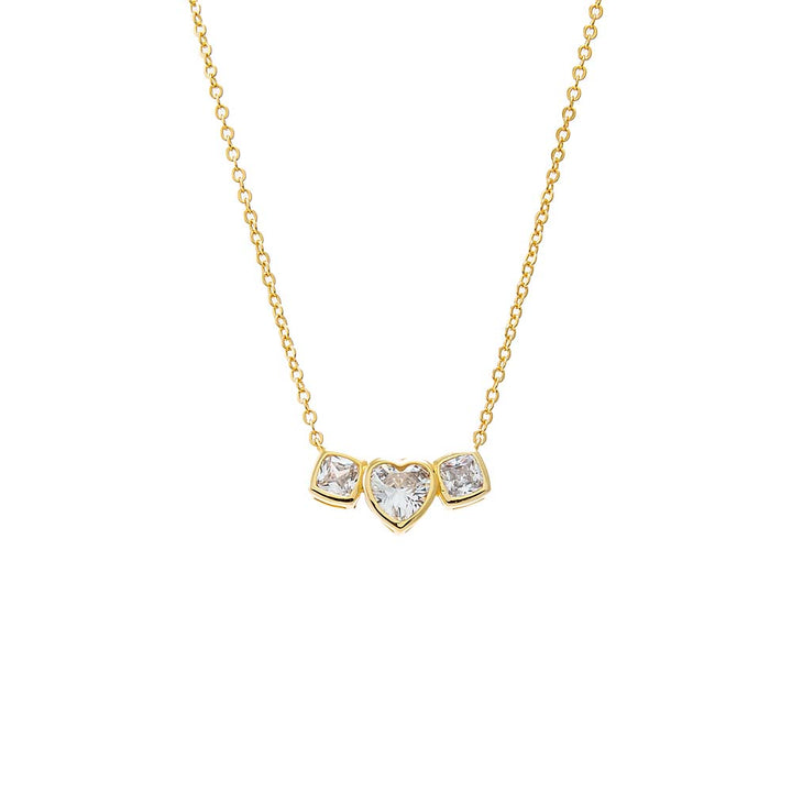 Gold CZ Triple Bezel Bar Pendant Necklace - Adina Eden's Jewels