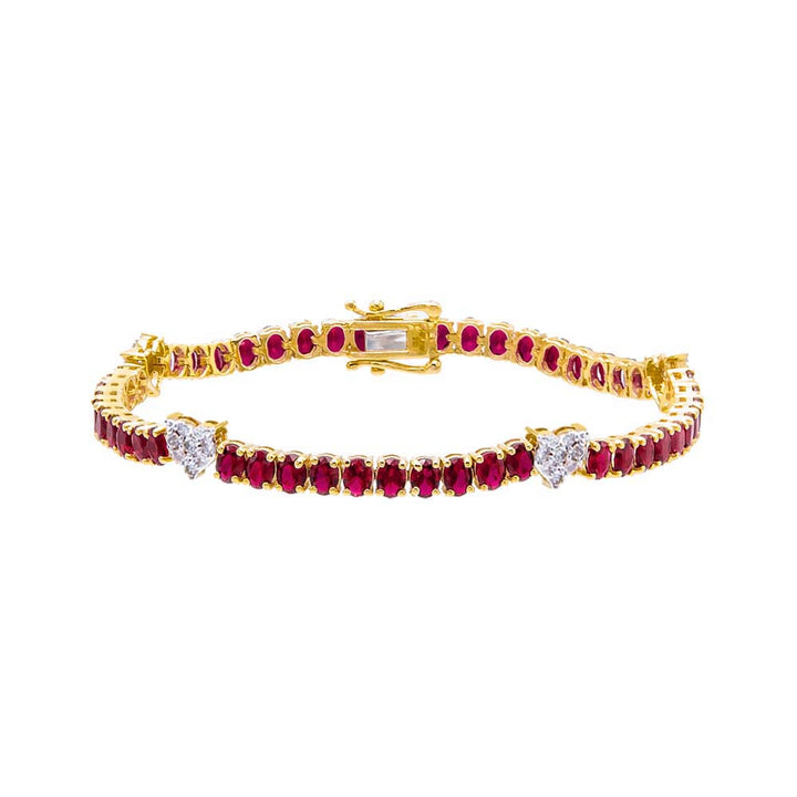 Ruby Red Diamond Pave Accented Ruby Tennis Bracelet 14K - Adina Eden's Jewels