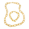 Gold Round Paperclip Wide Link Bracelet & Necklace Combo Set - Adina Eden's Jewels