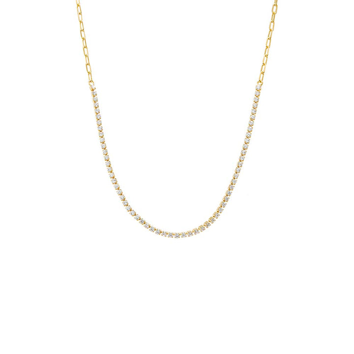  CZ Half Tennis Link Necklace - Adina Eden's Jewels