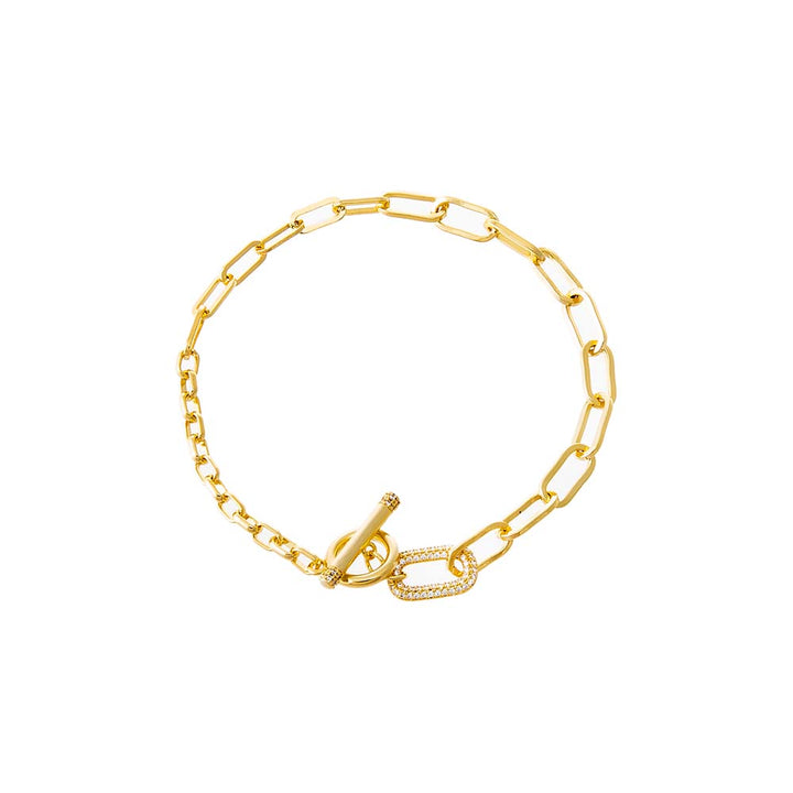 Gold Pave Accented Toggle Multi Chain Bracelet - Adina Eden's Jewels