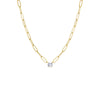 Gold CZ Solitaire Four Prong Paperclip Necklace - Adina Eden's Jewels