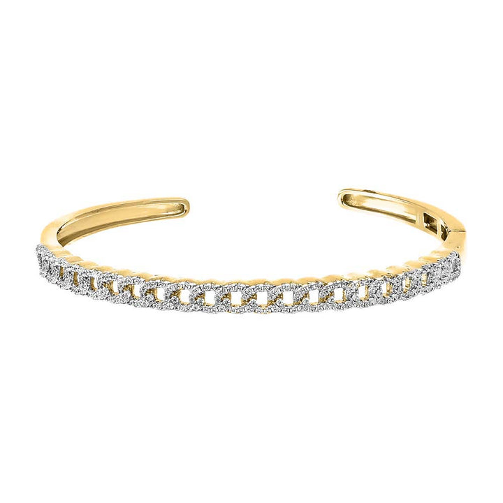  Pave Cuban Link Open Bangle Bracelet - Adina Eden's Jewels