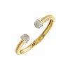 Gold Pave Double Ball Open Claw Ridged Bangle Bracelet - Adina Eden's Jewels