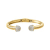  Pave Double Ball Open Claw Ridged Bangle Bracelet - Adina Eden's Jewels