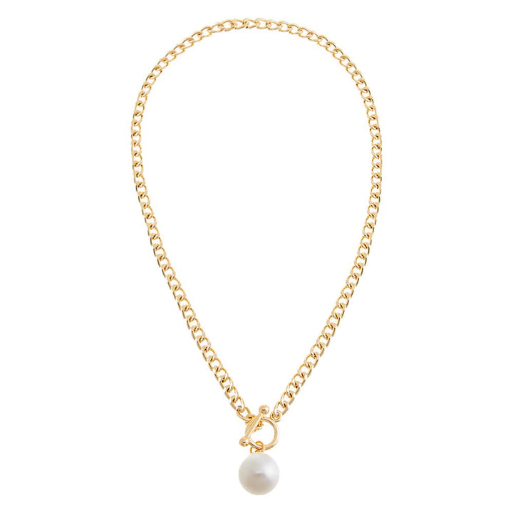  Pearl Toggle Cuban Chain Necklace - Adina Eden's Jewels