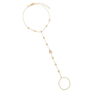 Gold / A Multi CZ Embedded Pave Initial Hand Chain - Adina Eden's Jewels