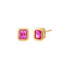 Pink Colored Bezel Baguette Stud Earring - Adina Eden's Jewels