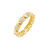 Gold / 6 Pave X Solid Rectangle Band Ring - Adina Eden's Jewels