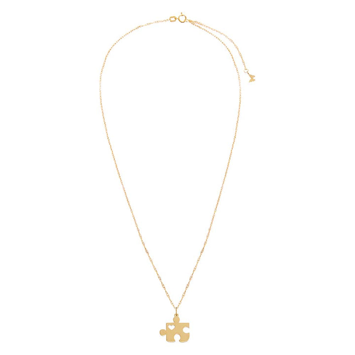  Solid Cutout Heart Puzzle Piece Necklace 14K - Adina Eden's Jewels