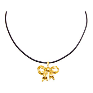  Solid Bow Tie Rope Pendant Necklace - Adina Eden's Jewels