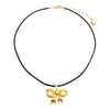 Gold Solid Bow Tie Rope Pendant Necklace - Adina Eden's Jewels