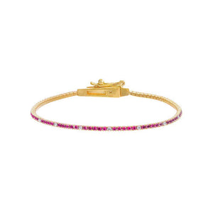 Ruby Red Colored CZ Accented Tennis Bracelet - Adina Eden's Jewels