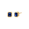 Blue Colored Bezel Baguette Stud Earring - Adina Eden's Jewels