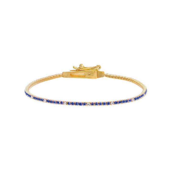 Sapphire Blue Colored CZ Accented Tennis Bracelet - Adina Eden's Jewels