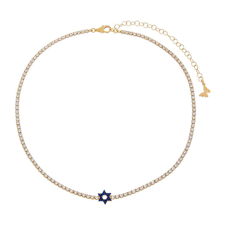  Sapphire Blue Star Of David Tennis Choker - Adina Eden's Jewels