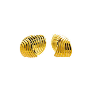 Gold Ridged Double Looped Stud Earring - Adina Eden's Jewels