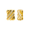 Two Tone Pave X Solid Ridged Rectangular Stud Earring - Adina Eden's Jewels