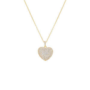 Gold Pavé 3D Heart Necklace - Adina Eden's Jewels