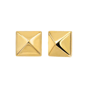 Gold Solid Square Spike Stud Earring - Adina Eden's Jewels