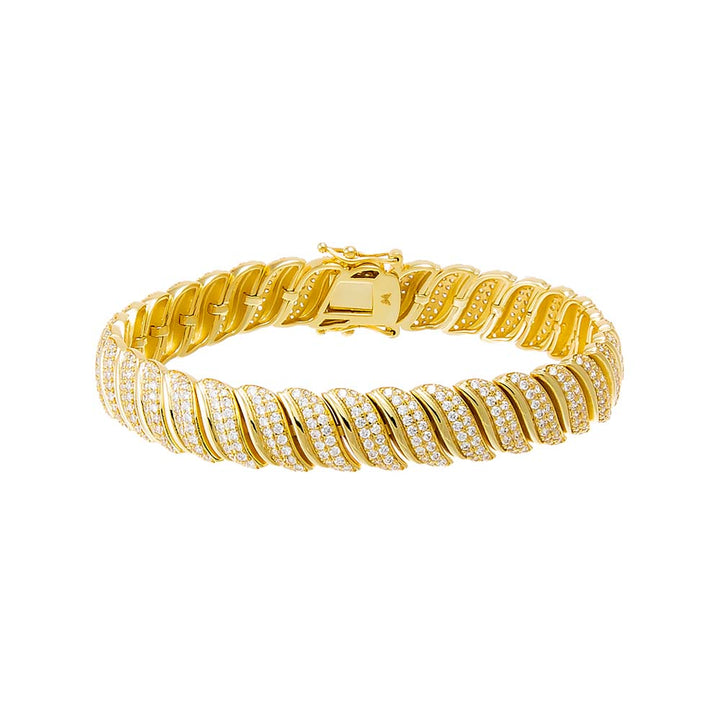 Gold Fancy Pave Tennis Link Bracelet - Adina Eden's Jewels