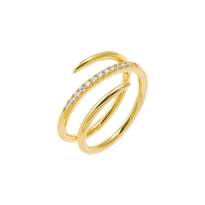 Gold / 6 CZ Pave X Solid Triple Wrap Ring - Adina Eden's Jewels