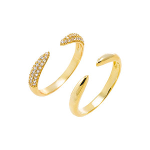 Gold / 5 Pave X Solid Double Claw Ring - Adina Eden's Jewels