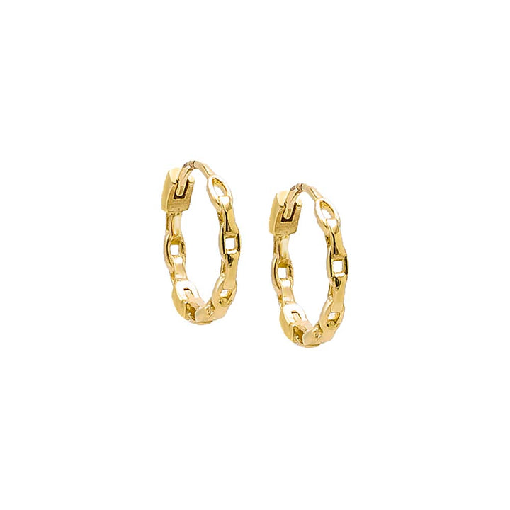 14K Gold / Single Solid Chain Link Huggie Earring 14K - Adina Eden's Jewels