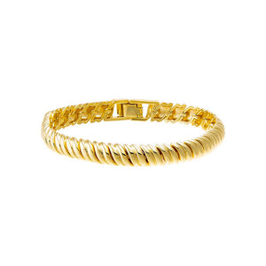 Gold Solid Wide Link Bracelet - Adina Eden's Jewels