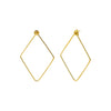 Gold Thin Open Diamond Shape Stud Earring - Adina Eden's Jewels