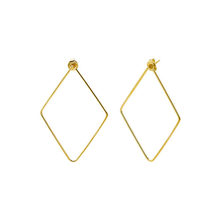 Gold Thin Open Diamond Shape Stud Earring - Adina Eden's Jewels