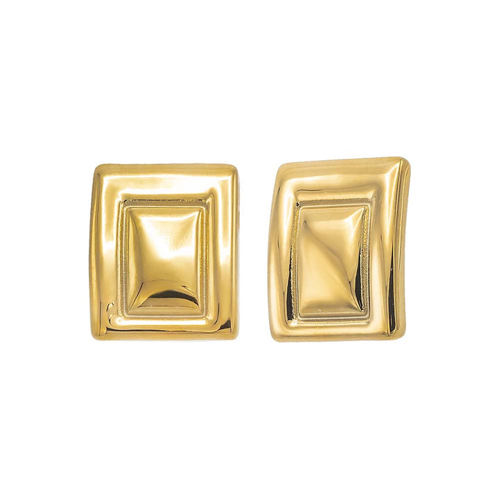 Gold Solid Framed Rectangle Stud Earring - Adina Eden's Jewels